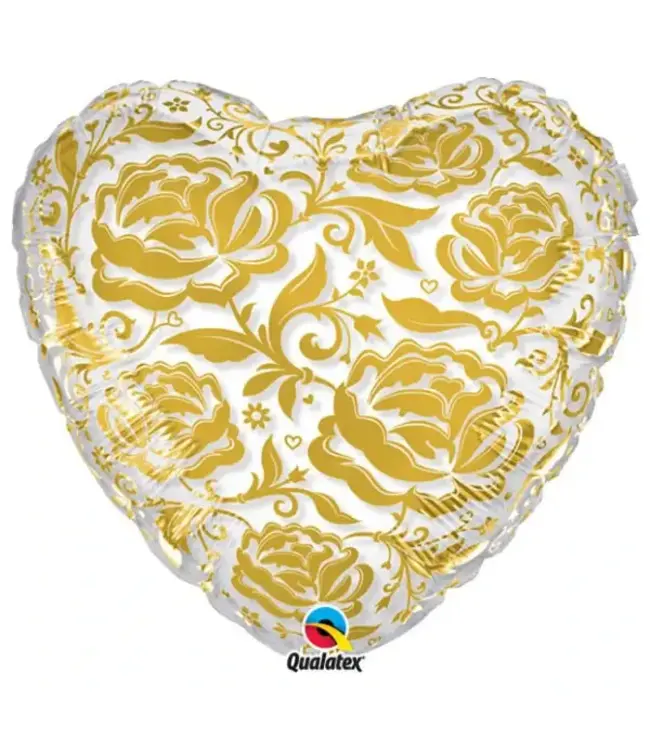 Qualatex 24 Inch Mylar Balloon Crystal Roses & Flowers Gold