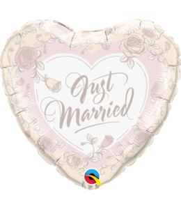 Qualatex 18 Inch Mylar Balloon-Just Married Roses Foil