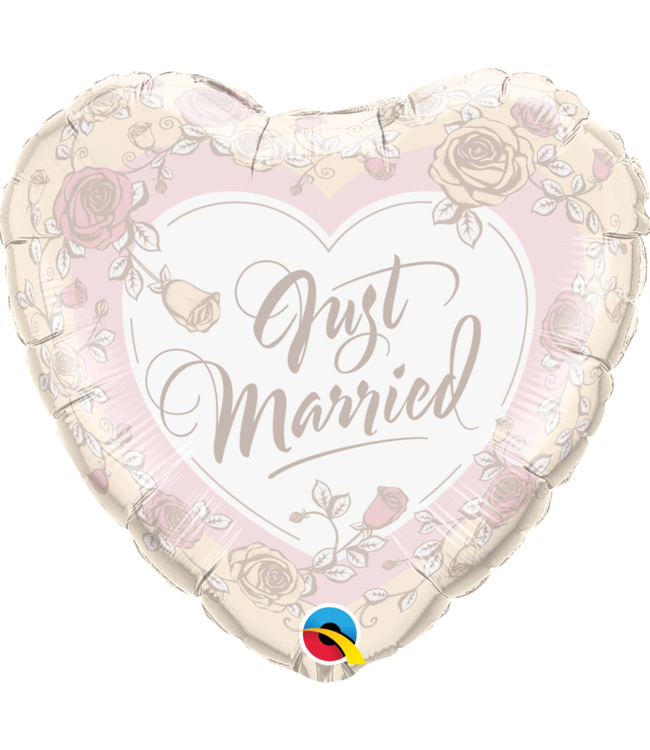 Qualatex 18 Inch Mylar Balloon-Just Married Roses Foil