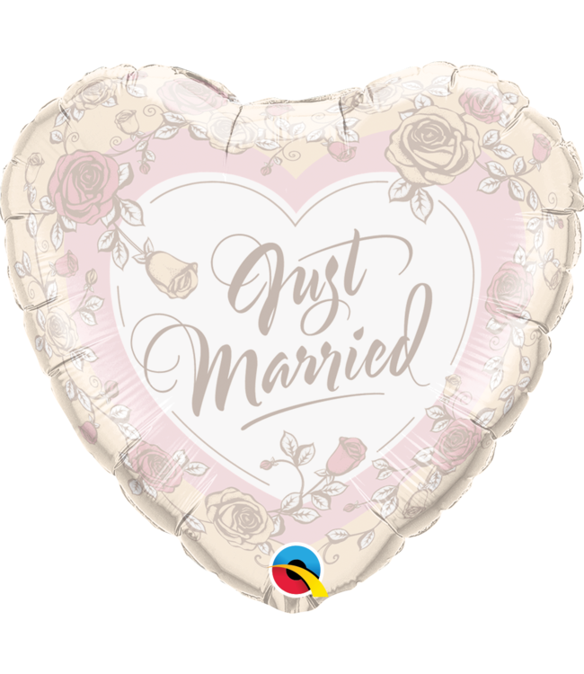 Qualatex 18'' Just Married Roses Foil