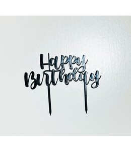 Cake Topper-Happy Birthday Black
