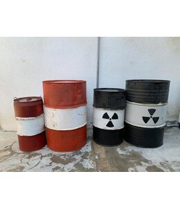 Metal Barrels (87x58) cm  Red & white Rental