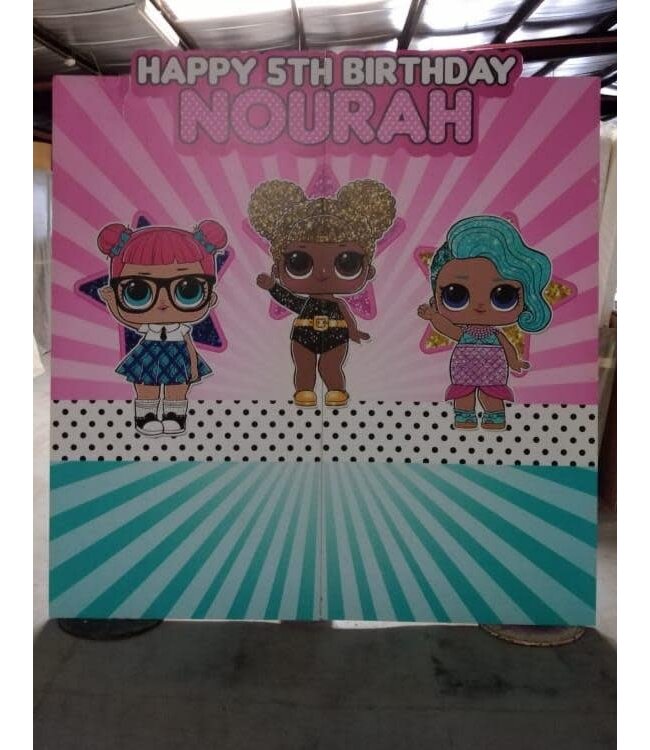 FP Party Supplies LOL Happy 5th Birthday Noorah Backdrop 210x235 cm Rental