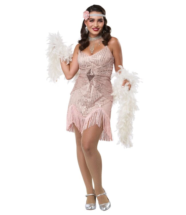 California Costumes She's The Bees Knees Pink Flapper Dress