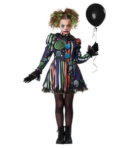California Costumes Neon Nightmare Clown Girls Costume