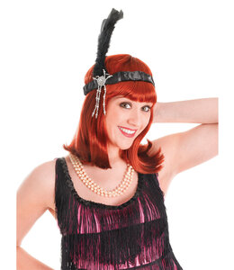 Rubies Costumes Flapper Headband With Broche & Feathers-Black