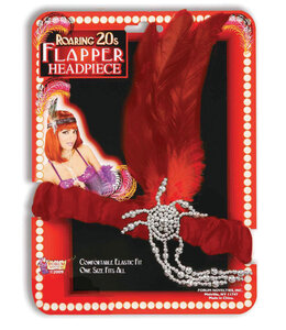 Rubies Costumes Flapper Headband With Broche & Feathers-Red