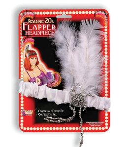 Rubies Costumes Flapper Headband With Broche & Feathers-White