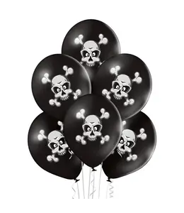 Belbal 12 Inch Printed Latex Balloons 6/pk-Skull and Crossbones