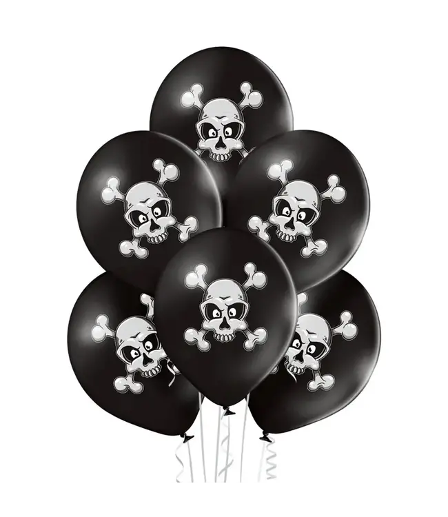 Belbal 12 Inch Printed Latex Balloons 6/pk-Skull and Crossbones
