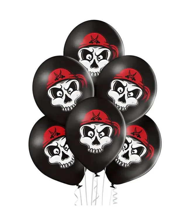 Belbal 12 Inch  Printed Latex Balloons 6 /pk-Pirate Skull