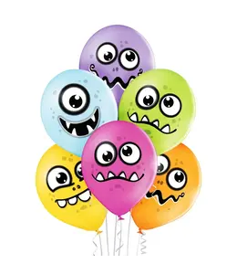 Belbal 12 Inch Latex Printed Balloons 6 /pk-Funny Monsters