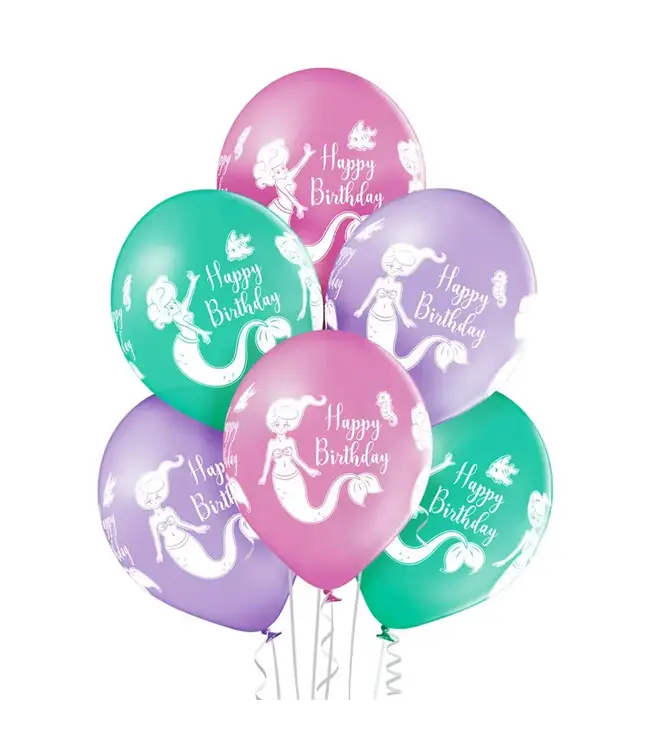 Belbal 12 inch Birthday Mermaid balloon 6 pcs