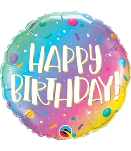 Qualatex 18 Inch Foil Balloon-Birthday Ombre Dots & Sprinkles