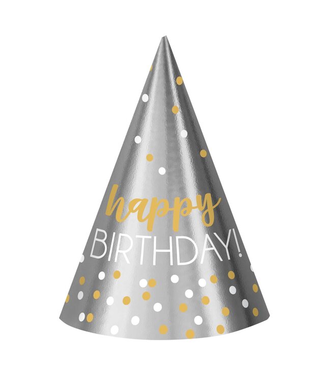 Amscan Inc. Birthday Accessories Silver & Gold Printed Cone Hats