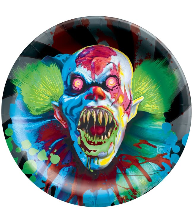 Amscan Inc. 6 3/4 Inch Round Plates 20/pk-Creepy Carnival Blacklight