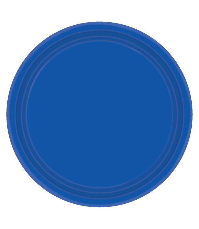 Amscan Inc. Bright Royal Blue Value Paper Round Plates, 7"