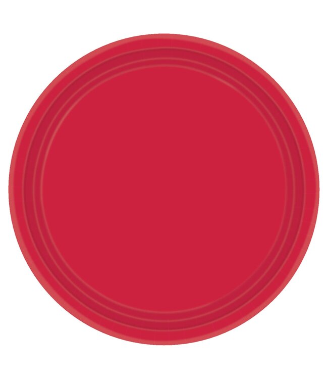 Amscan Inc. Apple Red Value Paper Round Plates, 7"