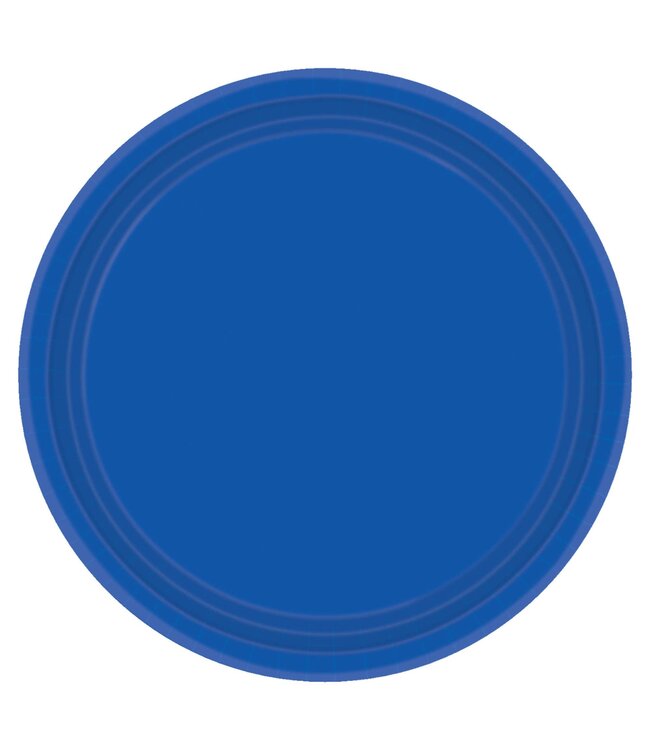 Amscan Inc. Bright Royal Blue Value Paper Round Plates, 9"