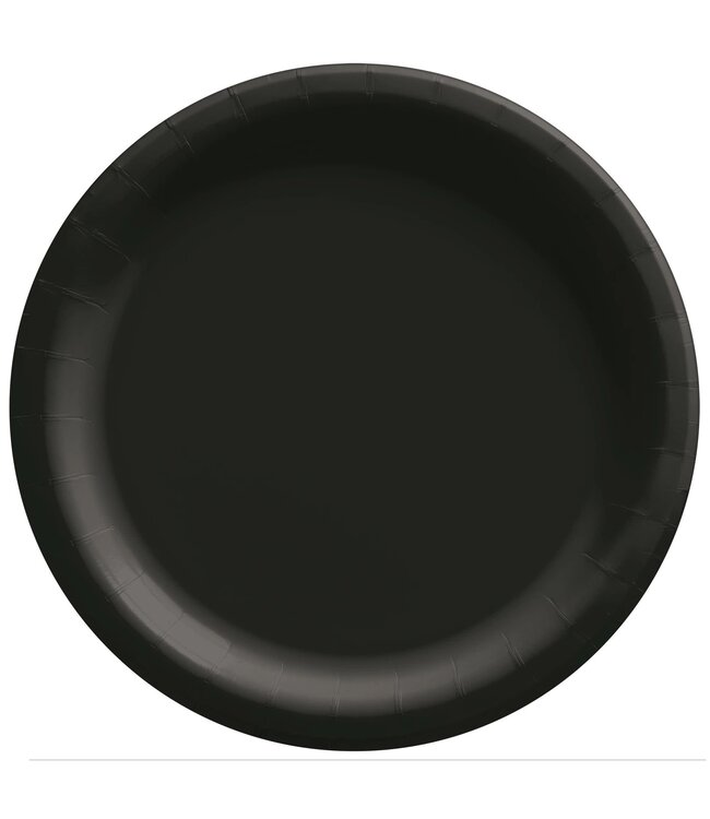 Amscan Inc. 6 3/4" Round Paper Plates, Mid Ct. -  Jet Black