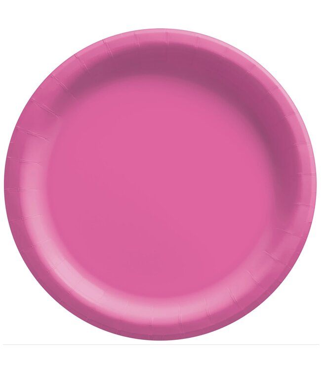 Amscan Inc. 6 3/4" Round Paper Plates, Mid Ct. -  Bright Pink