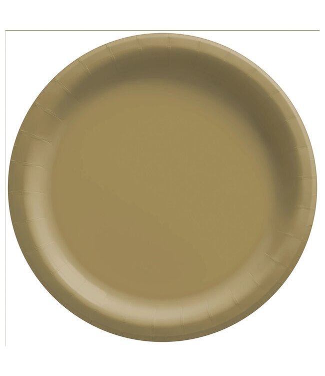 Amscan Inc. 6 3/4" Round Paper Plates, Mid Ct. -  Gold