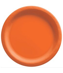 Amscan Inc. 8 1/2" Round Paper Plates, Mid Ct. -  Orange Peel