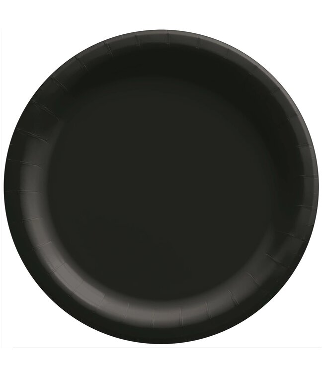 Amscan Inc. 8 1/2" Round Paper Plates, Mid Ct. -  Jet Black