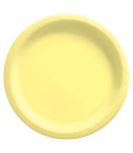 Amscan Inc. 8 1/2" Round Paper Plates, Mid Ct. -  Light Yellow