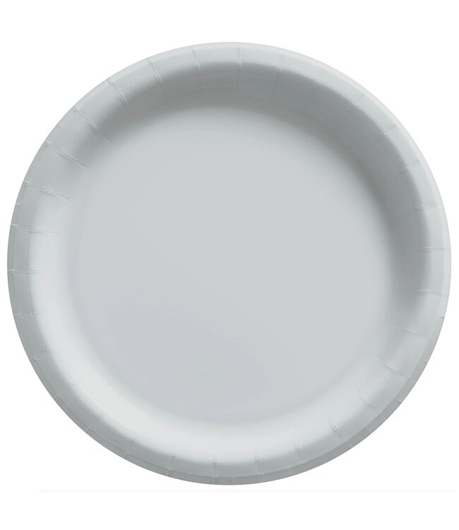 Amscan Inc. 8 1/2" Round Paper Plates, Mid Ct. -  Silver