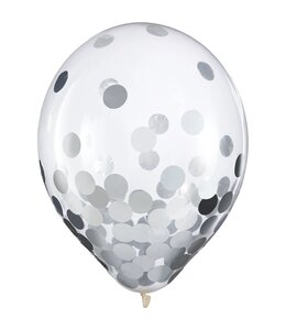 Amscan Inc. Latex Balloons w/ Confetti, 12" -Silver Foil