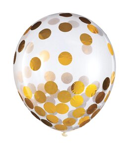 Amscan Inc. 12 Latex Balloons With Confetti 6pk-Gold Foil