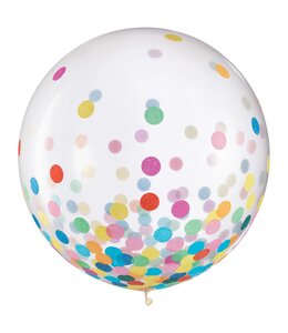 Amscan Inc. 24 Inch Latex Clear Balloon With Confetti 2/pk-Brights Multi