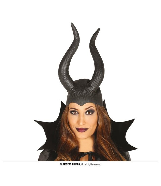 Fiestas Guirca Latex Helmet With Black Maleficent Horns