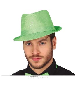 Fiestas Guirca Neon Sequin Gangster Hat-Green
