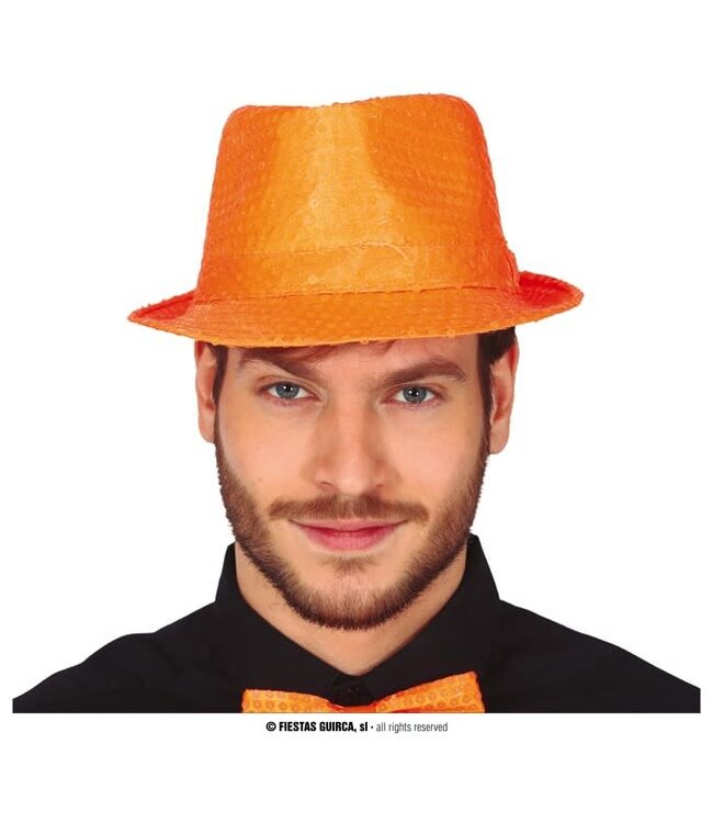 Fiestas Guirca Neon Sequin Gangster Hat-Orange
