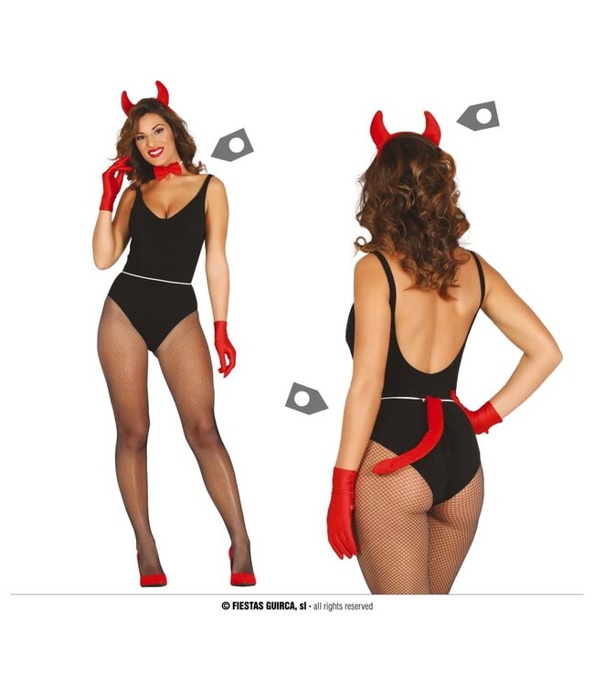 Fiestas Guirca Demon Devil Lady Accessory Set (Tiara, Bow Tie, Tail)