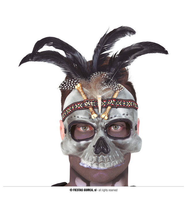 Fiestas Guirca Voodoo Pvc Mask With Feathers