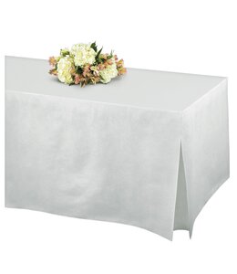 Amscan Inc. Tablefitters Flannel Backed Vinyl Table Cover - Frosty White