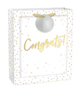 Amscan Inc. Large Gift Bag w/ hang tag (13H x 10 1/2W x 5D) Inches-Confetti Congrats