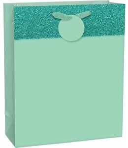 Amscan Inc. Matte Large Bag w/ Glitter Band - Mint, with hangtag