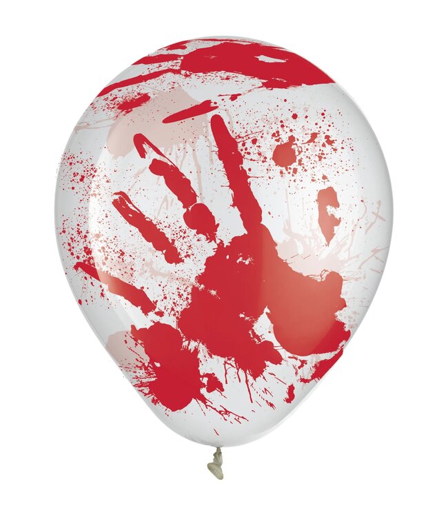 Amscan Inc. Asylum Printed Latex Balloons - Clear w/Red Blood Splatter 6/pk