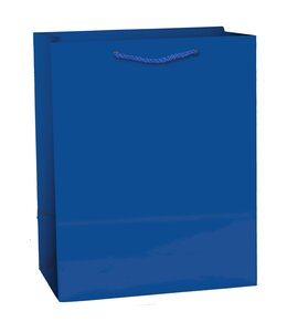 Amscan Inc. Medium Solid Glossy Bag (9 1/2H x 7 3/4W x 4 1/2D) inches-Bright Royal Blue