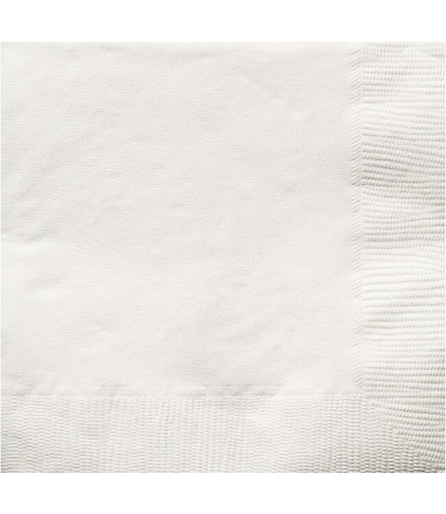 Amscan Inc. 3-Ply Beverage Napkins, Mid Ct. - Frosty White