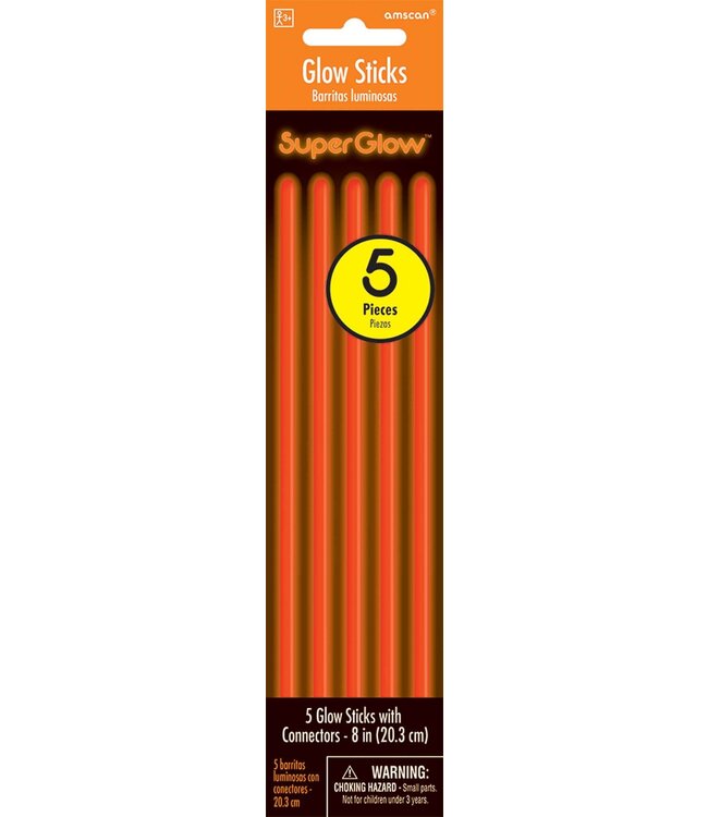 Amscan Inc. Glow Sticks-8 Inch 5/pk-Orange
