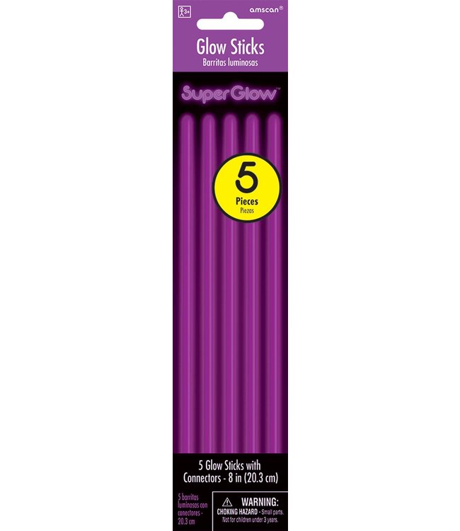 Amscan Inc. Glow Sticks-8 Inch 5/pk-Purple