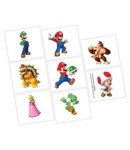 Amscan Inc. Super Mario Brothers  Tattoo Favors (2X1 3/4) Inches 8/pk