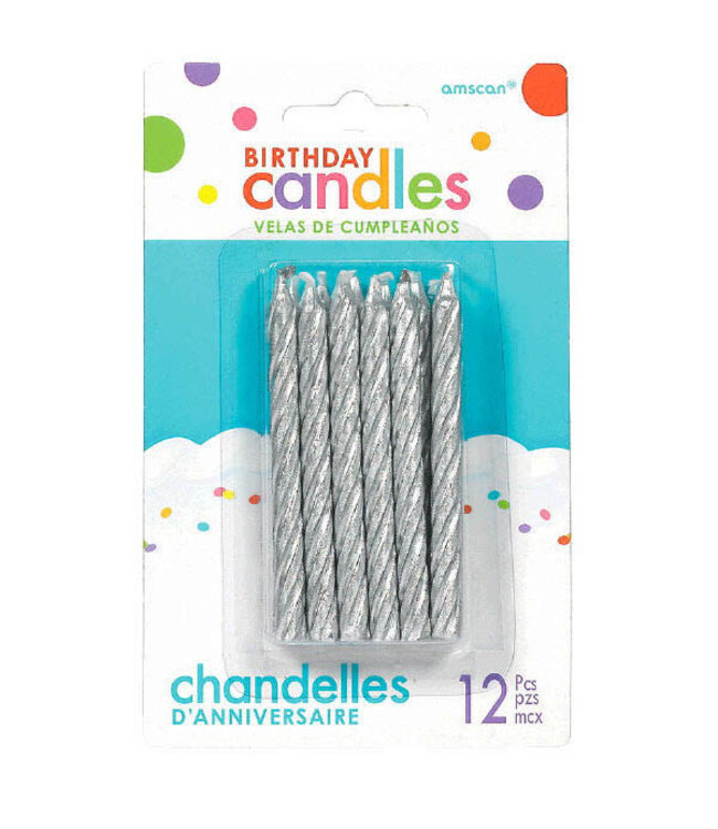 Amscan Inc. Spiral Candles - Birthday Silver 12pc