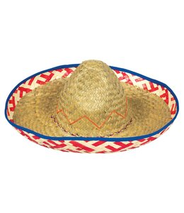 Amscan Inc. Straw Sombrero With Blue/Red Rim