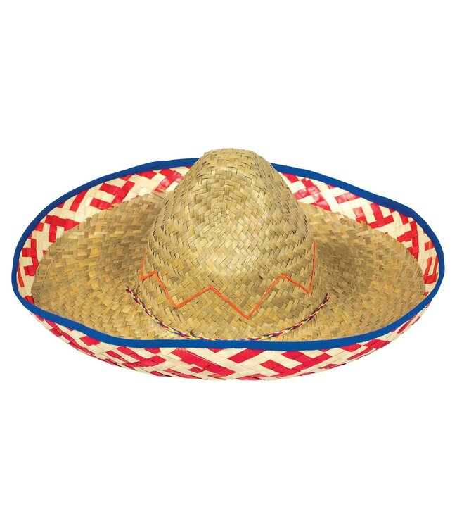 Amscan Inc. Straw Sombrero With Blue/Red Rim